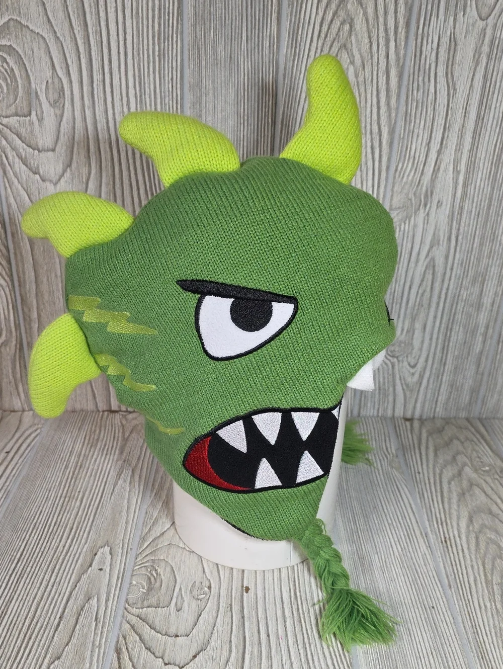 Rugrats Reptar Green Monster Knit Beanie Earflap Winter Hat Adult One Size